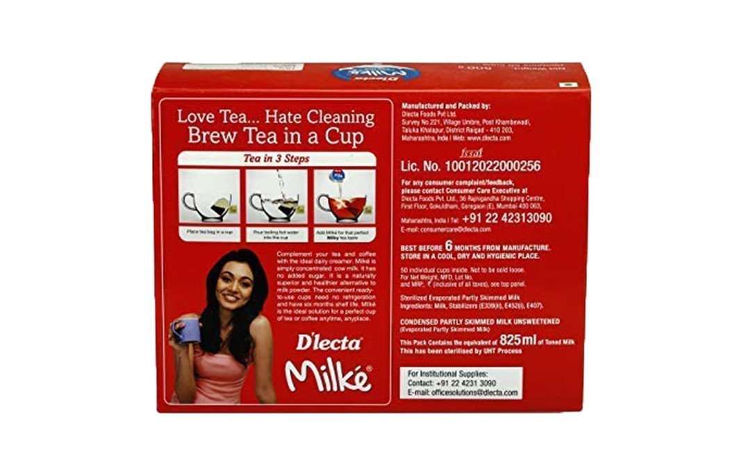 Dlecta Milke Delicious Rich Milk Perfect for Tea & Coffee   Pack  825 millilitre